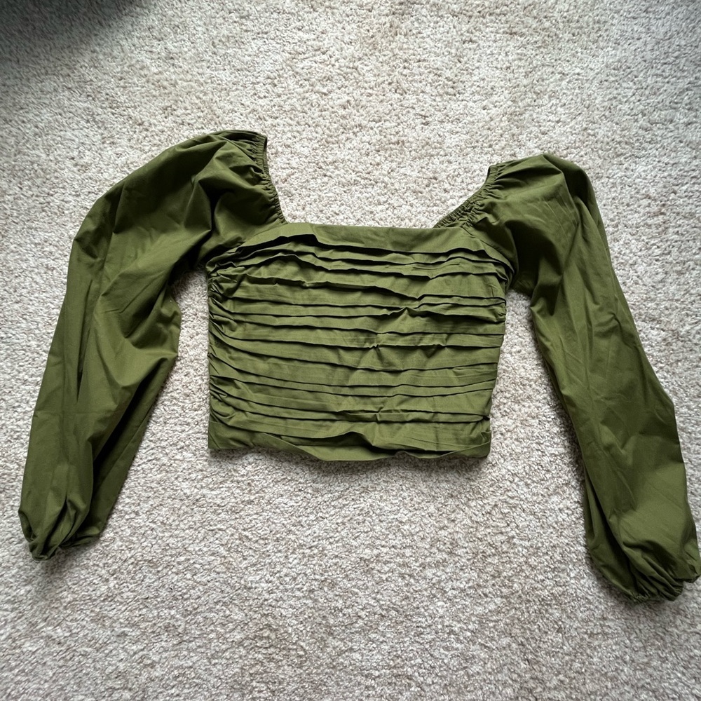 Abercrombie & Fitch Olive Green Ruched Top